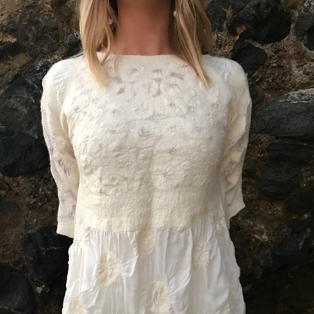 Vintage, handmade, silk + wool wedding dress